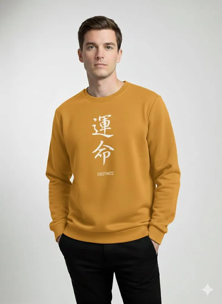Graphic Printed Mustard Yellow Full Sleeves Sweatshirt For Men and Women